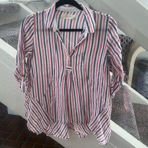 Anthropologie linen and cotton striped blouse X